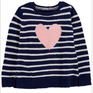 NWT Carters Navy and White Stripe Heart Sweater size 4T